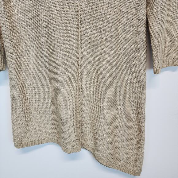 Chicos 2 Slanted Hem Heidi Sweater Size L Tan Metallic Slub Knit Chic Neutral - Picture 9 of 15